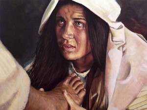 Женщина омывает слезами ноги Иисуса Христа
