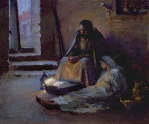 Иосиф, Мария и младенец Иисус в яслях