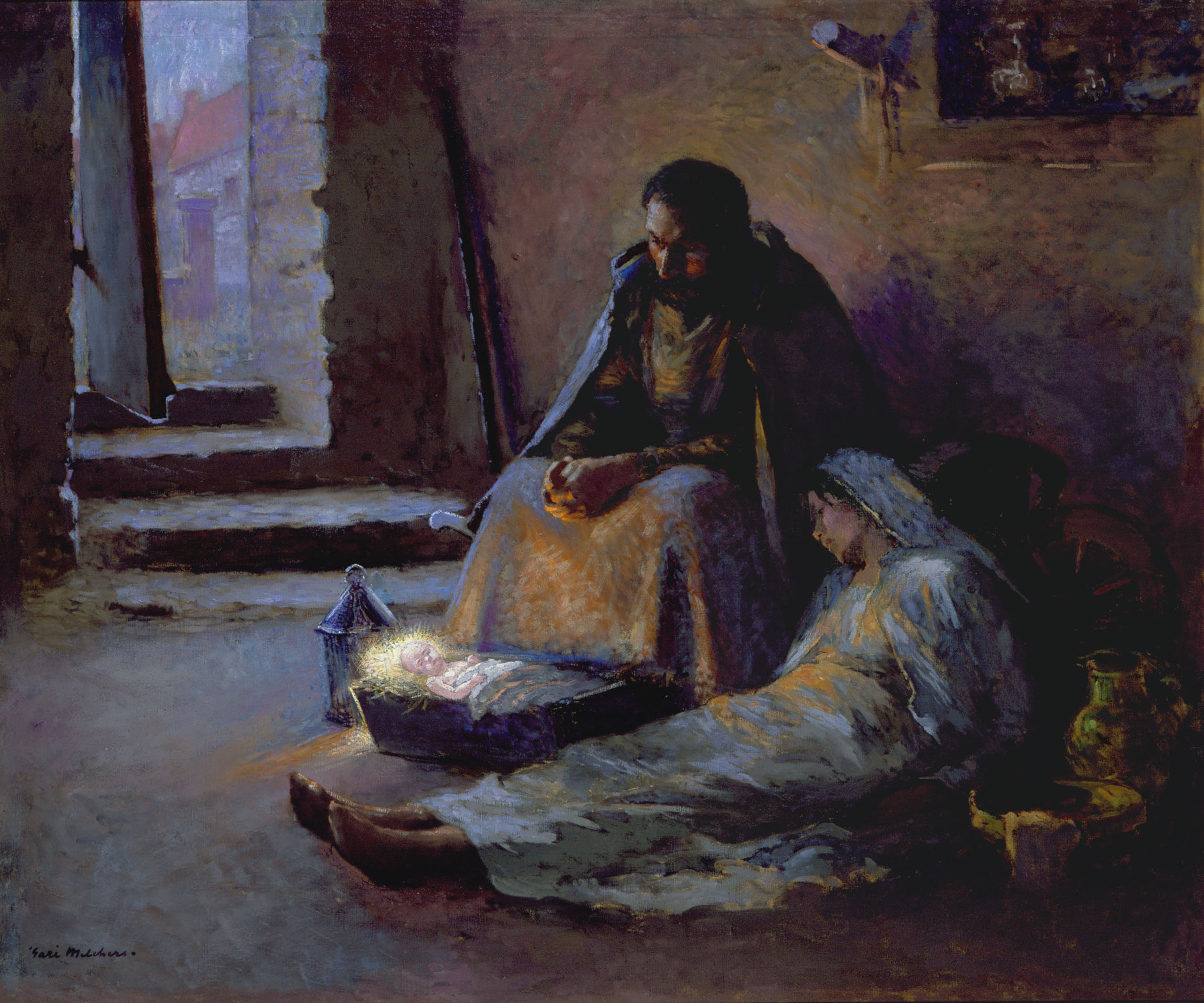 Иосиф, Мария и младенец Иисус в яслях